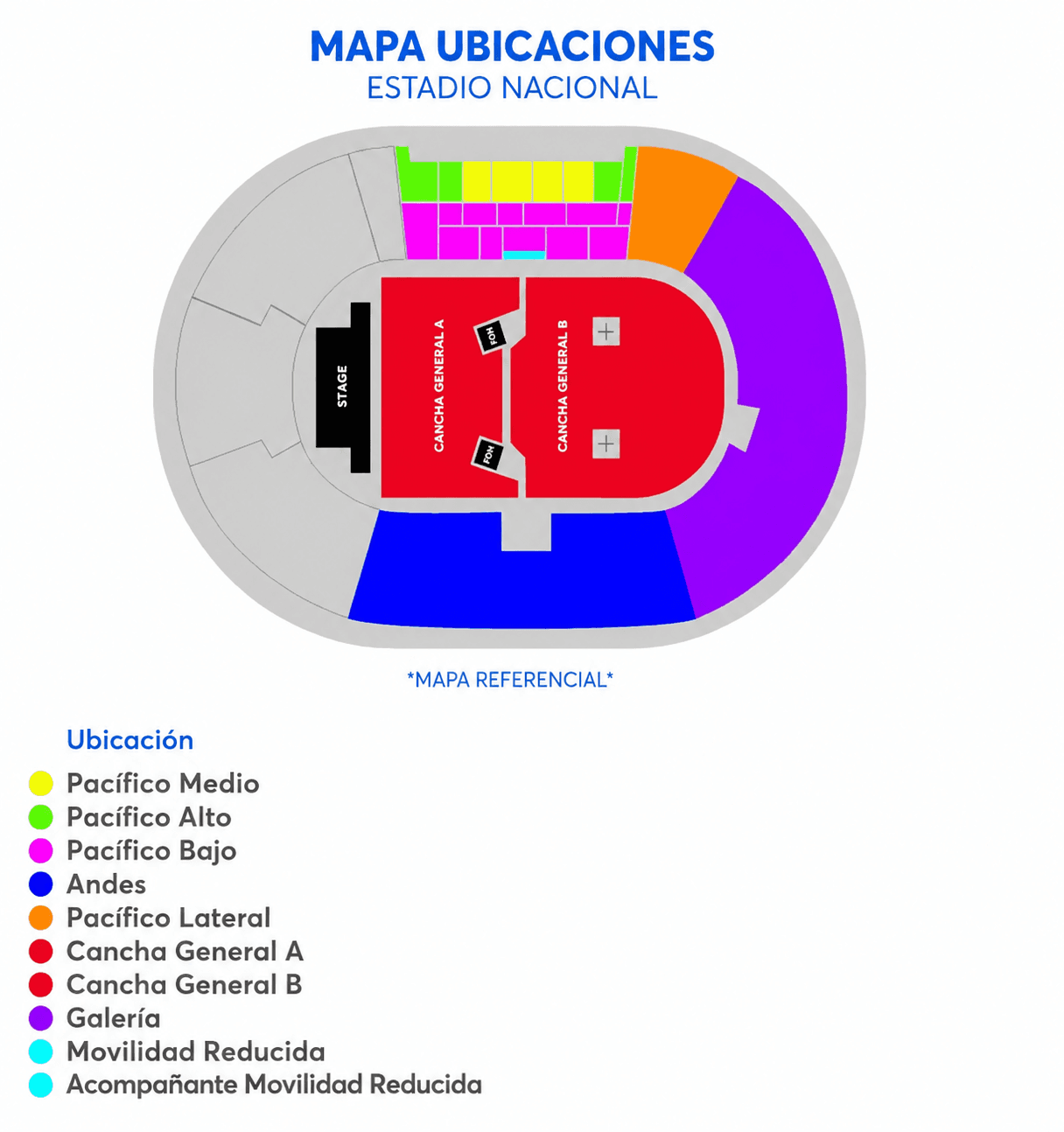 Estadio Nacional — Mapa de ubicaciones